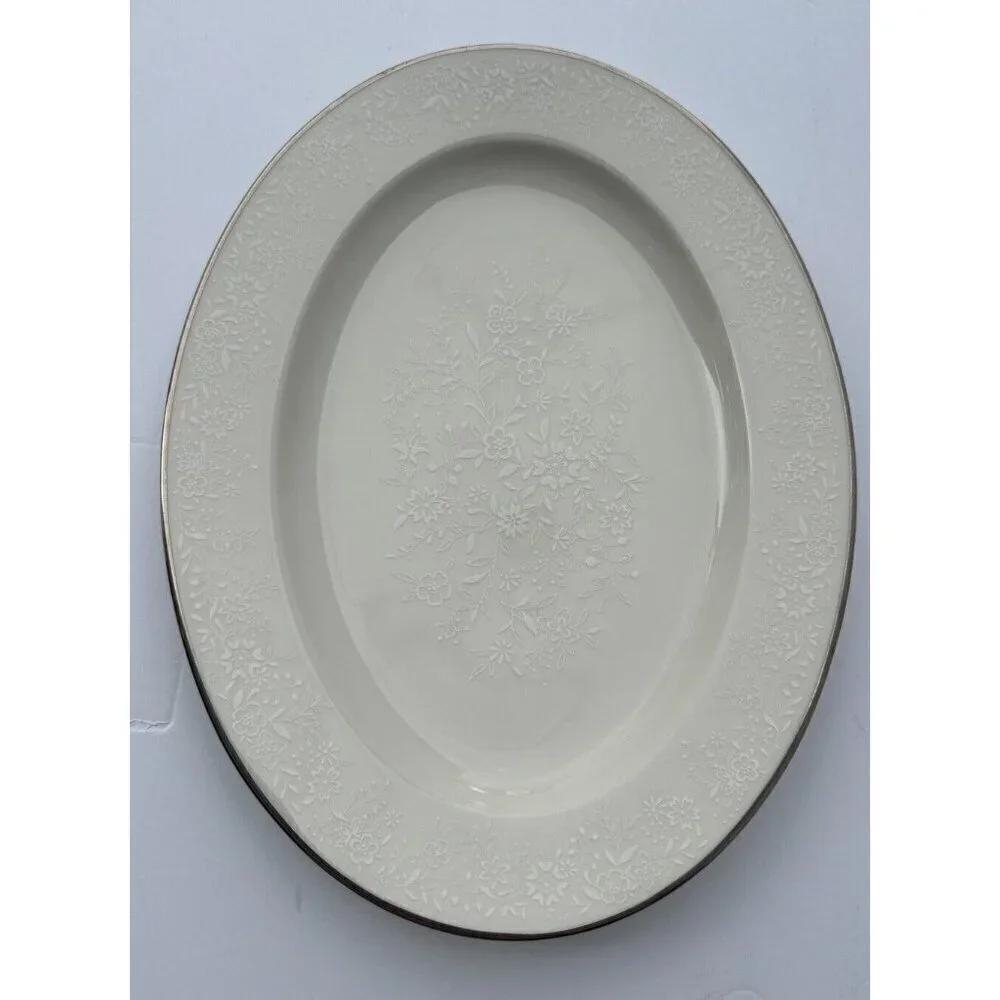 Noritake AFFECTION Platinum 11”‎ Oval Serving Platter Ivory China Porcelain 7192